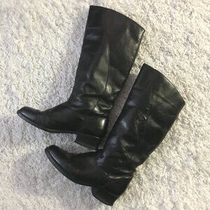 Vintage Henri Pierre Black Leather Tall Boots Made in Canada Size 8